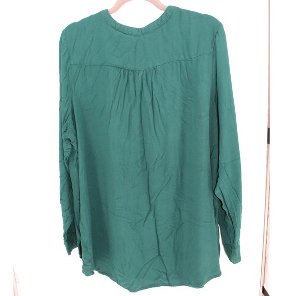 Green Viscose XXL $20 Button Down Long Sleeve‎ Henley Tunic Top - Picture 5 of 8